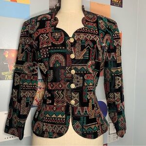 Vintage Tapestry Embroidered Avant Garde Blazer Jacket